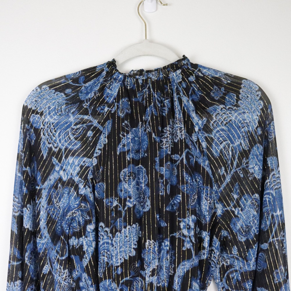 NWT Hemant and Nandita x Revolve Nitara Romper Large Floral Blue Black Belted - Picture 7 of 14